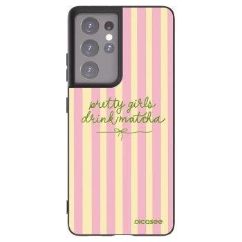 Picasee Samsung Galaxy S21 Ultra 5G G998B Hülle - Schwarzes Silikon - Pretty matcha