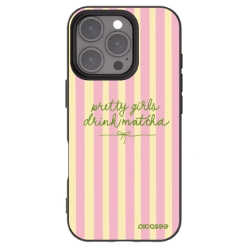 Picasee Apple iPhone 16 Pro Hülle - Schwarzes Silikon - Pretty matcha