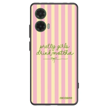 Picasee Motorola Moto G35 5G Hülle - Schwarzes Silikon - Pretty matcha