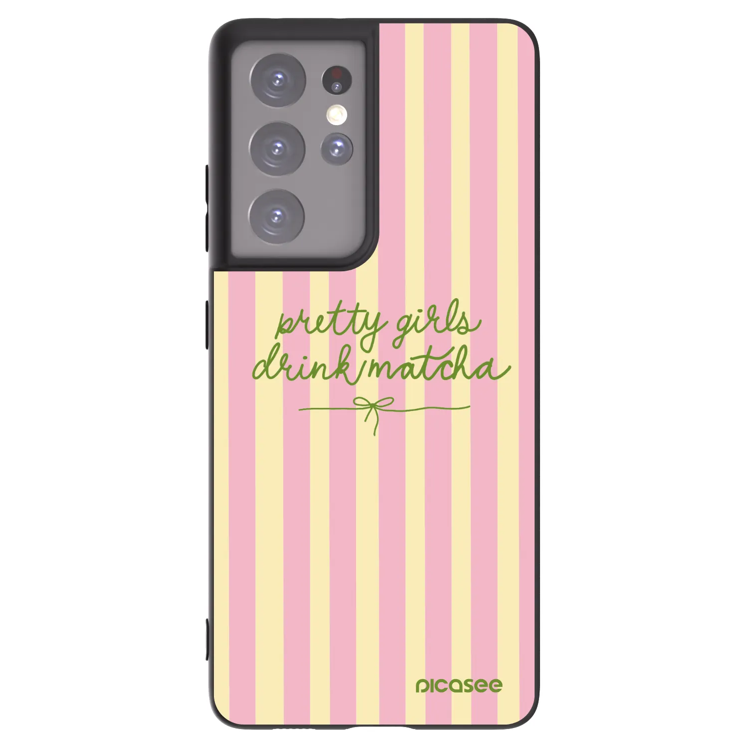 Picasee Samsung Galaxy S21 Ultra 5G G998B Hülle - Schwarzes Silikon - Pretty matcha