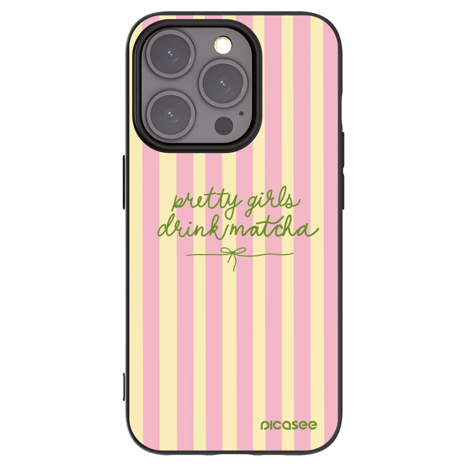 Picasee Apple iPhone 15 Pro Hülle - Schwarzes Silikon - Pretty matcha
