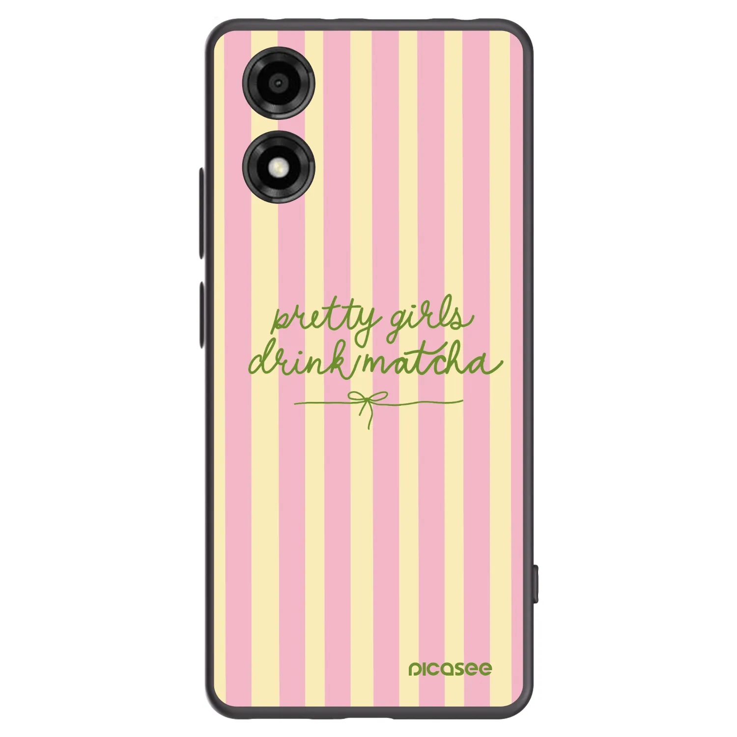 Picasee Motorola Moto E14 Hülle - Schwarzes Silikon - Pretty matcha