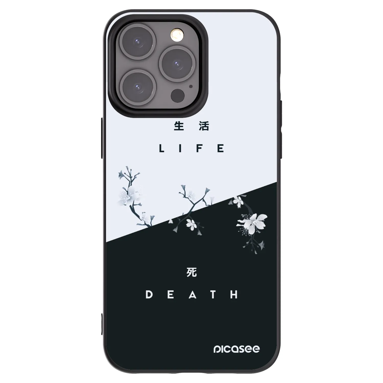 Picasee Apple iPhone 15 Pro Max Hülle - Schwarzes Silikon - Lebendig - Tot