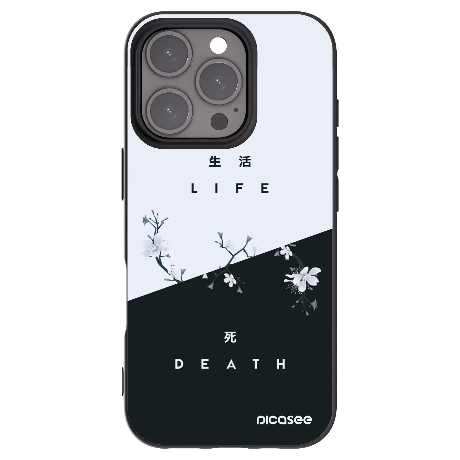 Picasee Apple iPhone 16 Pro Hülle - Schwarzes Silikon - Lebendig - Tot