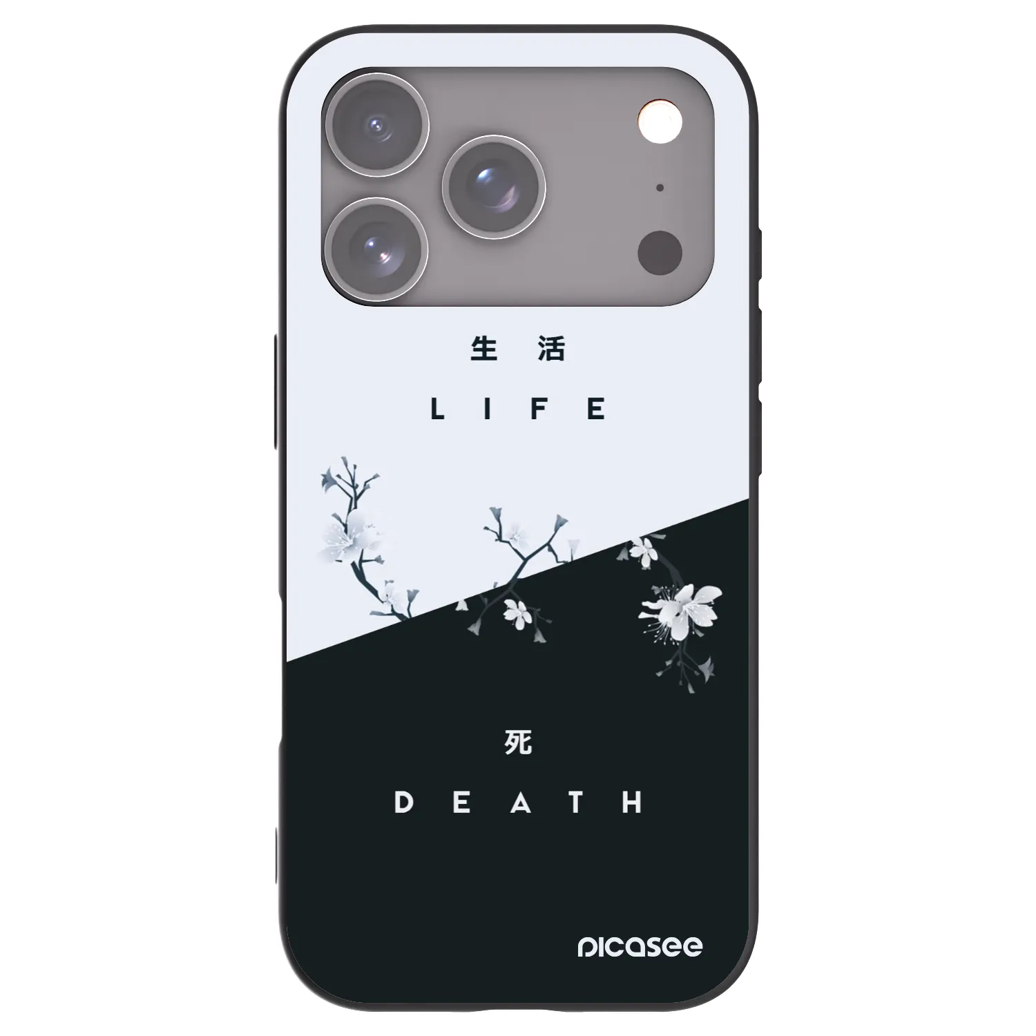 Picasee Apple iPhone 17 Pro Hülle - Schwarzes Silikon - Lebendig - Tot