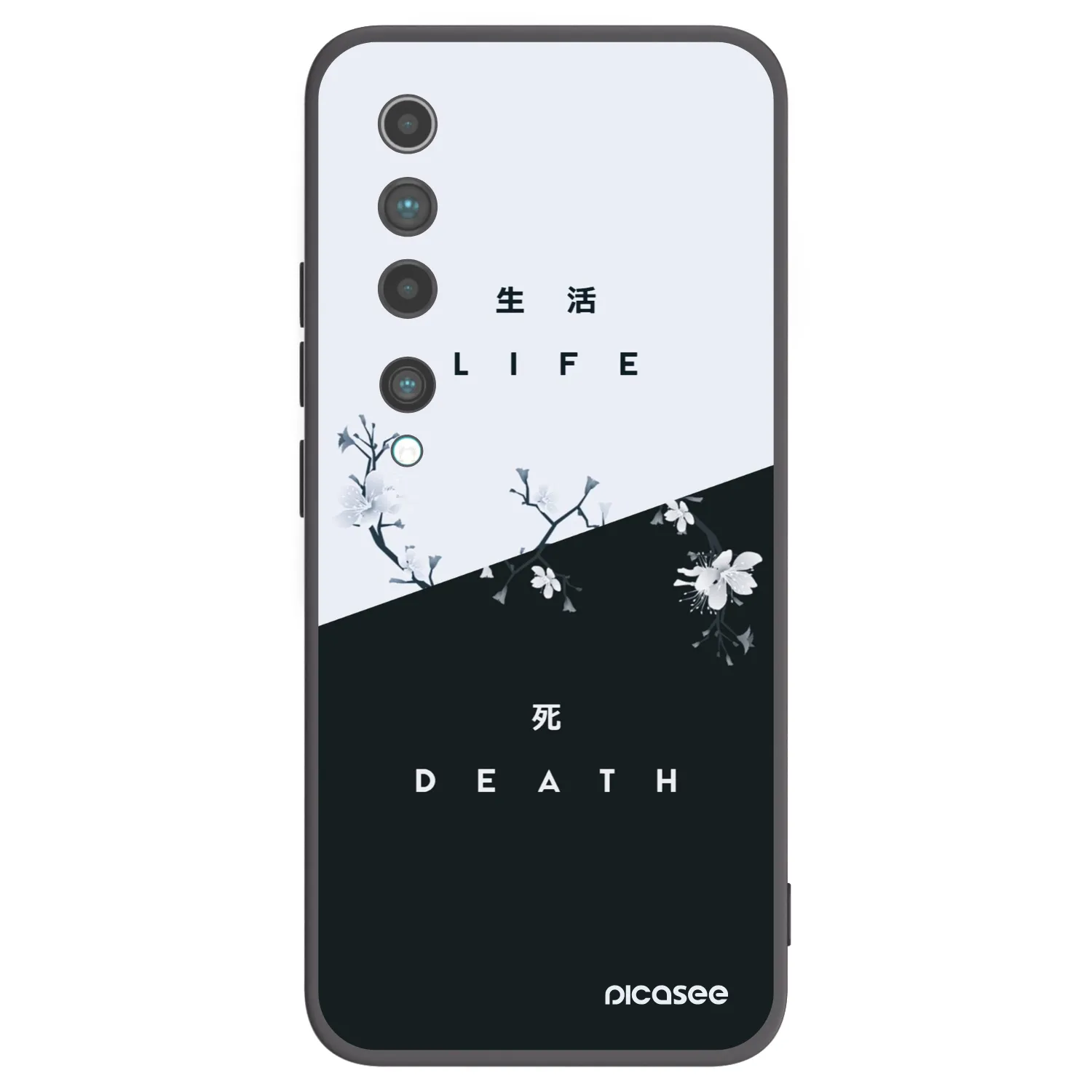 Picasee Xiaomi Mi 10 Hülle - Schwarzes Silikon - Lebendig - Tot