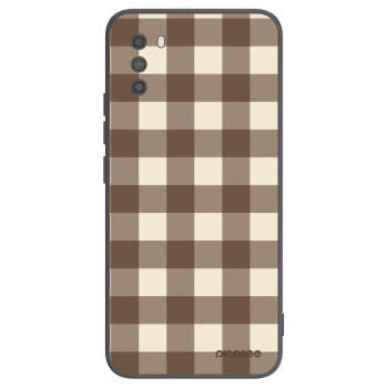 Picasee Xiaomi Poco M3 Hülle - Schwarzes Silikon - Brown grid