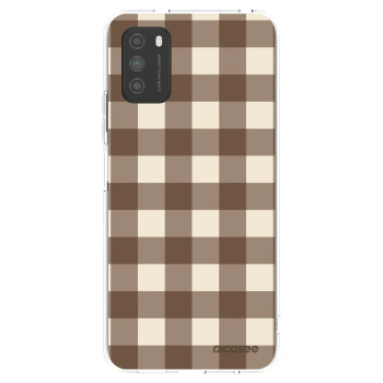 Picasee Xiaomi Poco M3 Hülle - Transparentes Silikon - Brown grid