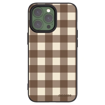 Picasee Apple iPhone 13 Pro Hülle - Schwarzes Silikon - Brown grid
