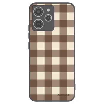 Picasee Xiaomi Redmi 12 4G Hülle - Schwarzes Silikon - Brown grid