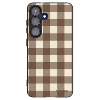 Picasee Samsung Galaxy S25 5G Hülle - Schwarzes Silikon - Brown grid