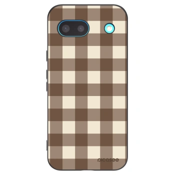 Picasee Google Pixel 8a Hülle - Schwarzes Silikon - Brown grid