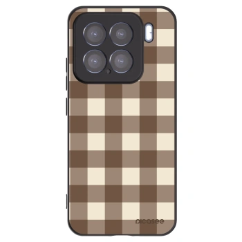 Picasee Xiaomi 15 Hülle - Schwarzes Silikon - Brown grid