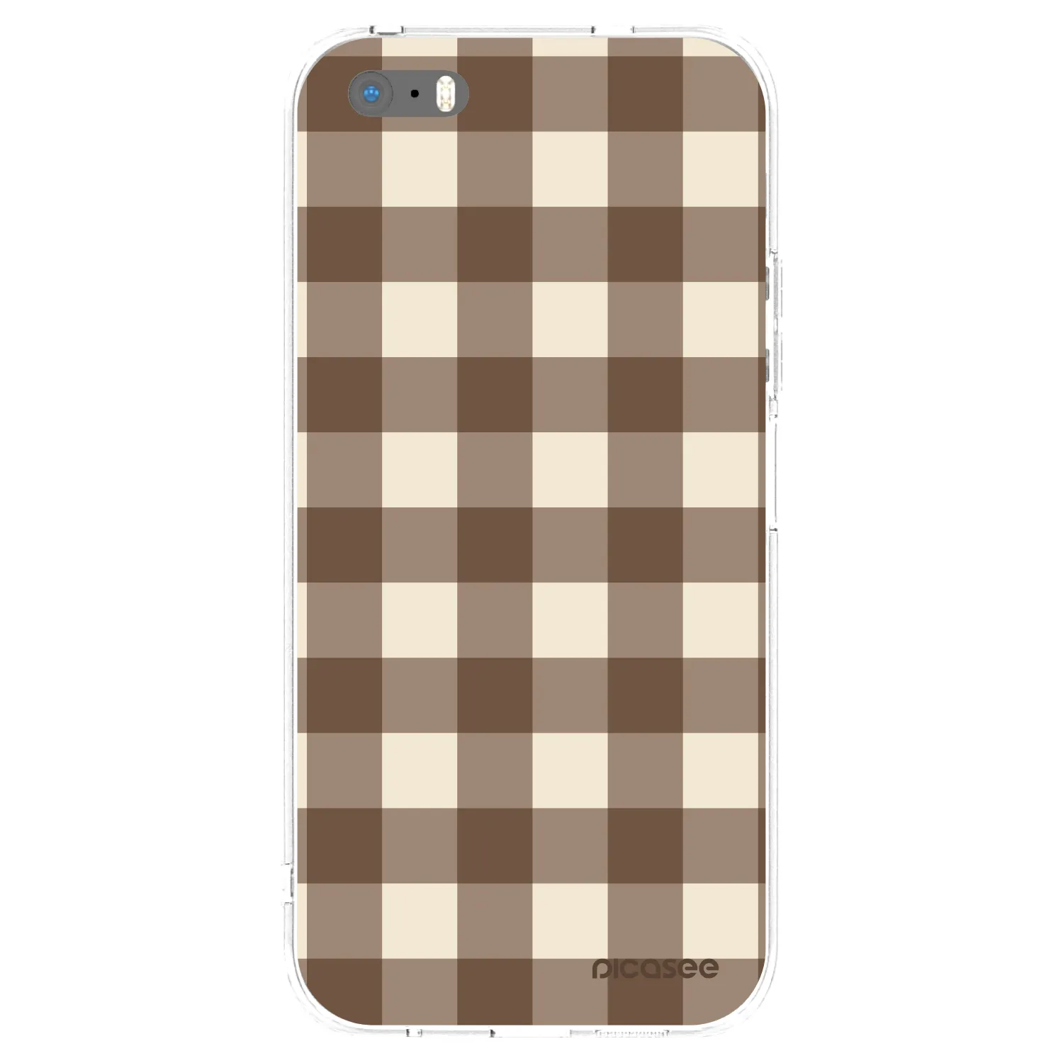 Picasee Apple iPhone 5/5S/SE Hülle - Transparentes Silikon - Brown grid