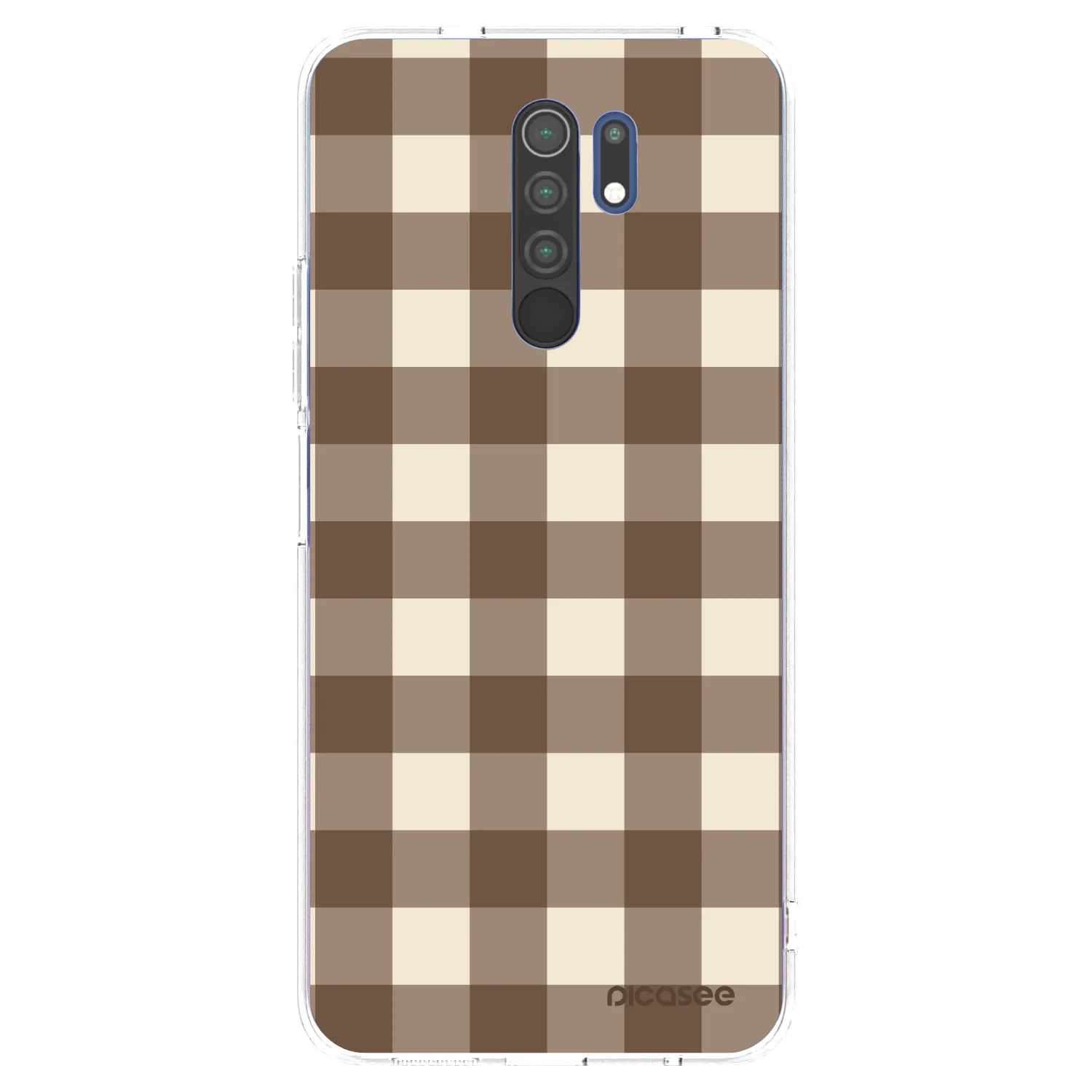 Picasee Xiaomi Redmi 9 Hülle - Transparentes Silikon - Brown grid