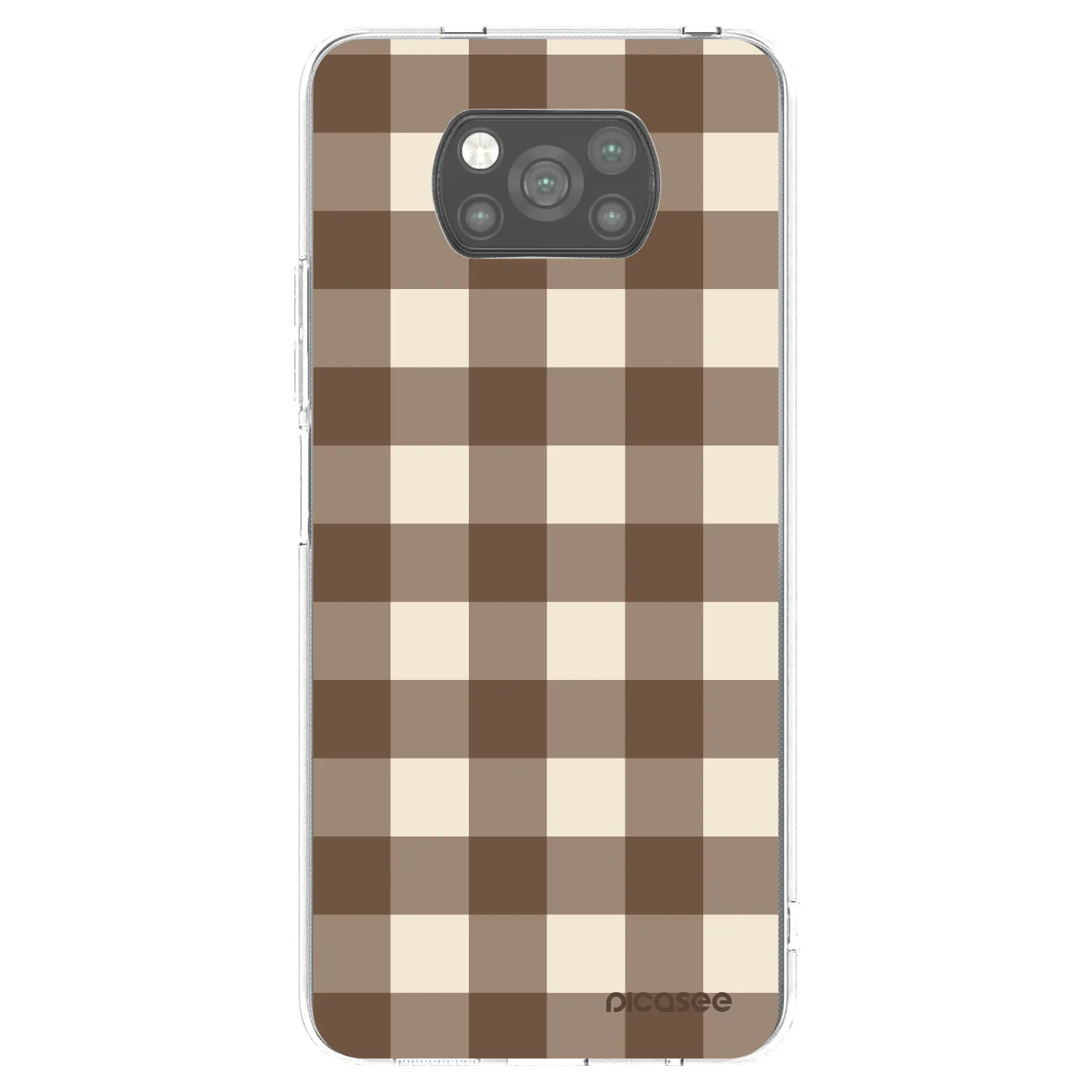 Picasee Xiaomi Poco X3 Hülle - Schwarzes Silikon - Brown grid