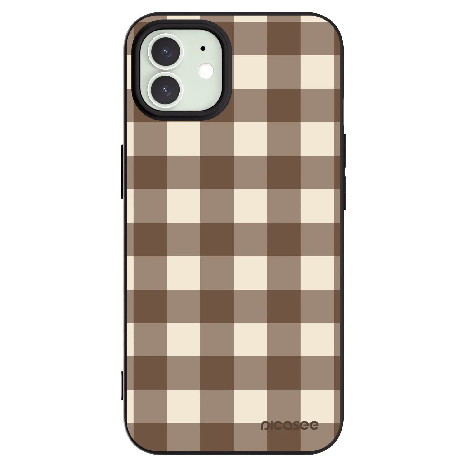 Picasee Apple iPhone 12 Pro Hülle - Schwarzes Silikon - Brown grid