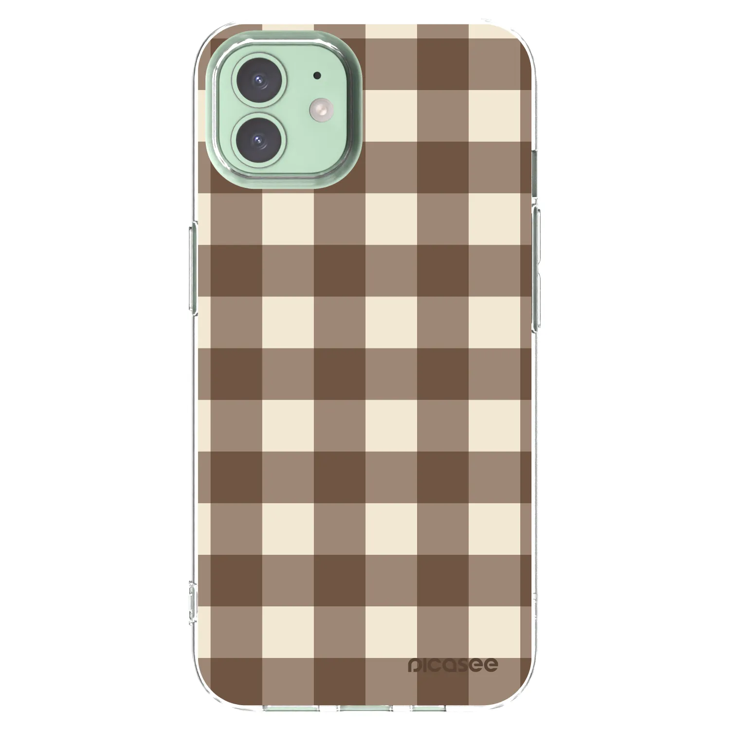 Picasee Apple iPhone 12 Pro Hülle - Transparentes Silikon - Brown grid