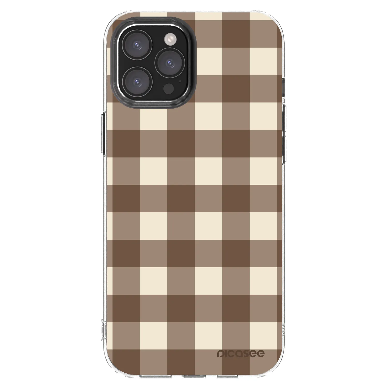 Picasee Apple iPhone 12 Pro Max Hülle - Transparentes Silikon - Brown grid