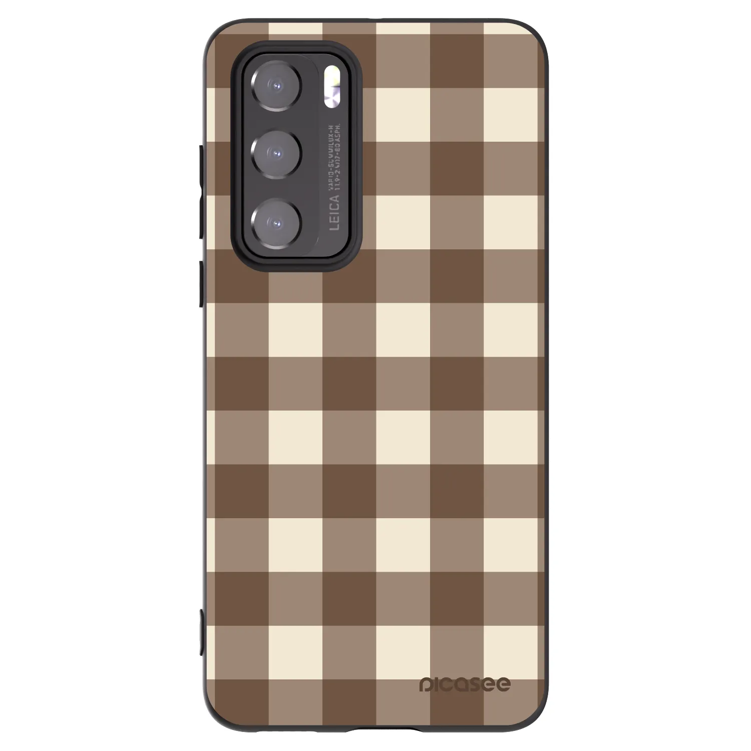 Picasee Huawei P40 Hülle - Schwarzes Silikon - Brown grid