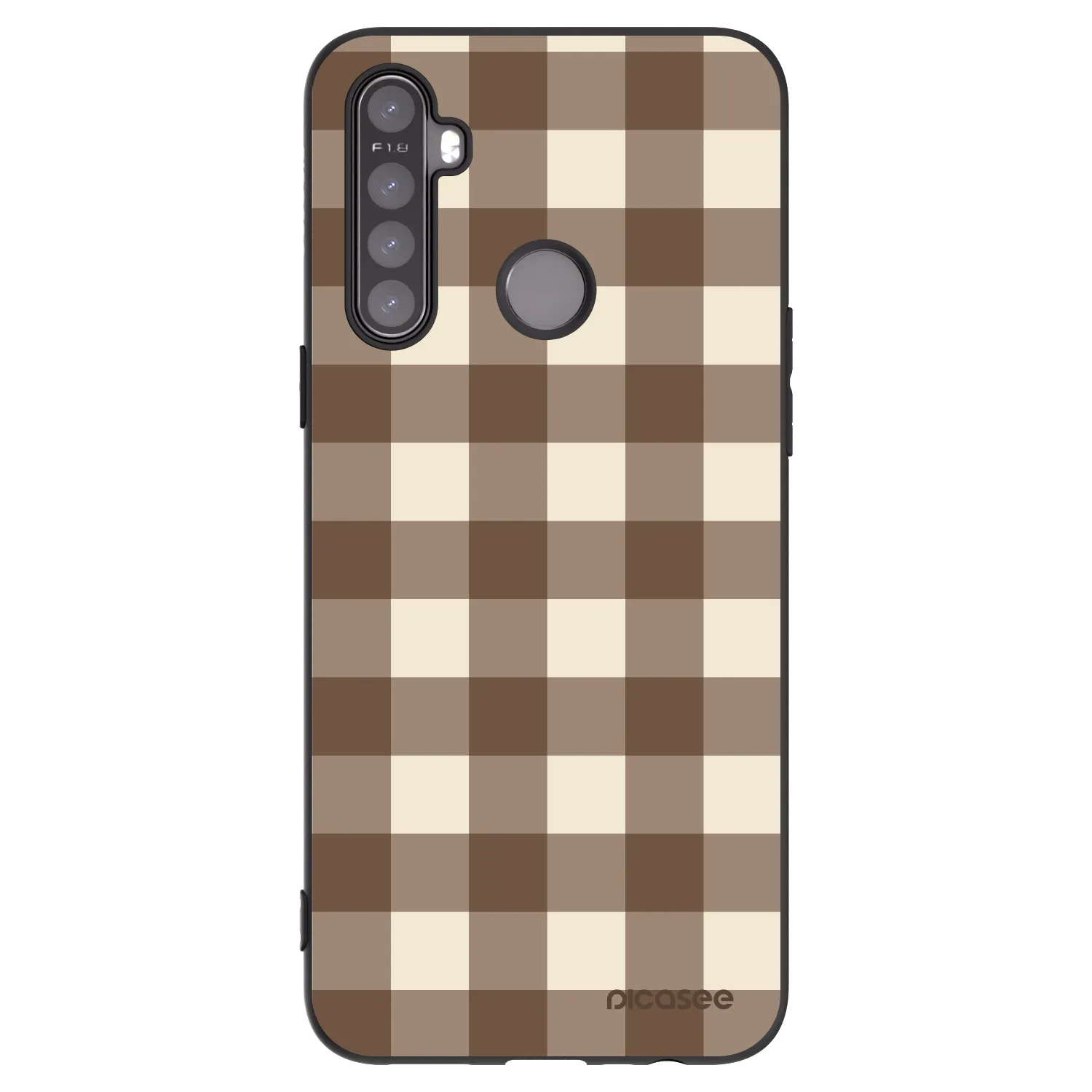 Picasee Realme 6i Hülle - Schwarzes Silikon - Brown grid