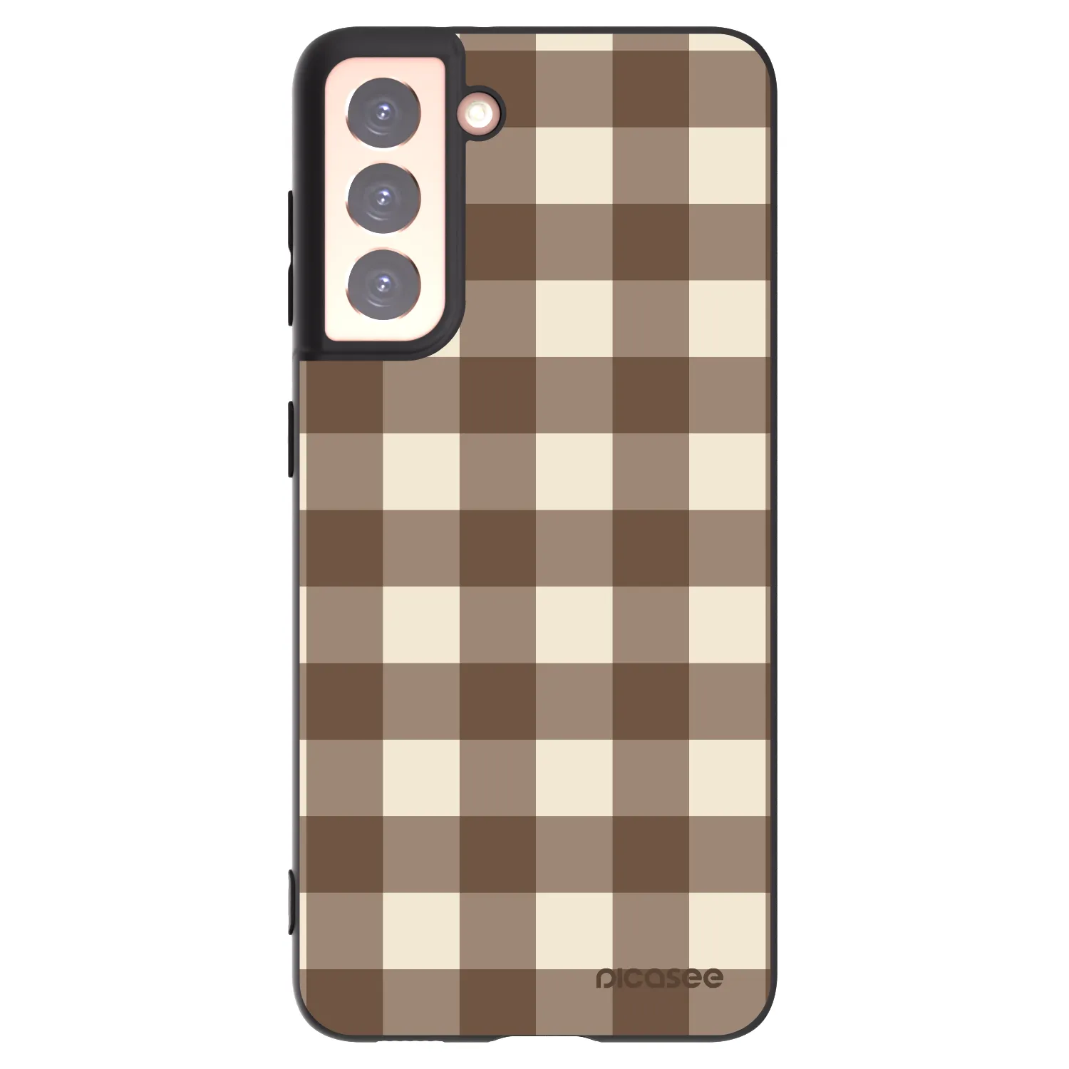 Picasee Samsung Galaxy S21 5G G991B Hülle - Schwarzes Silikon - Brown grid