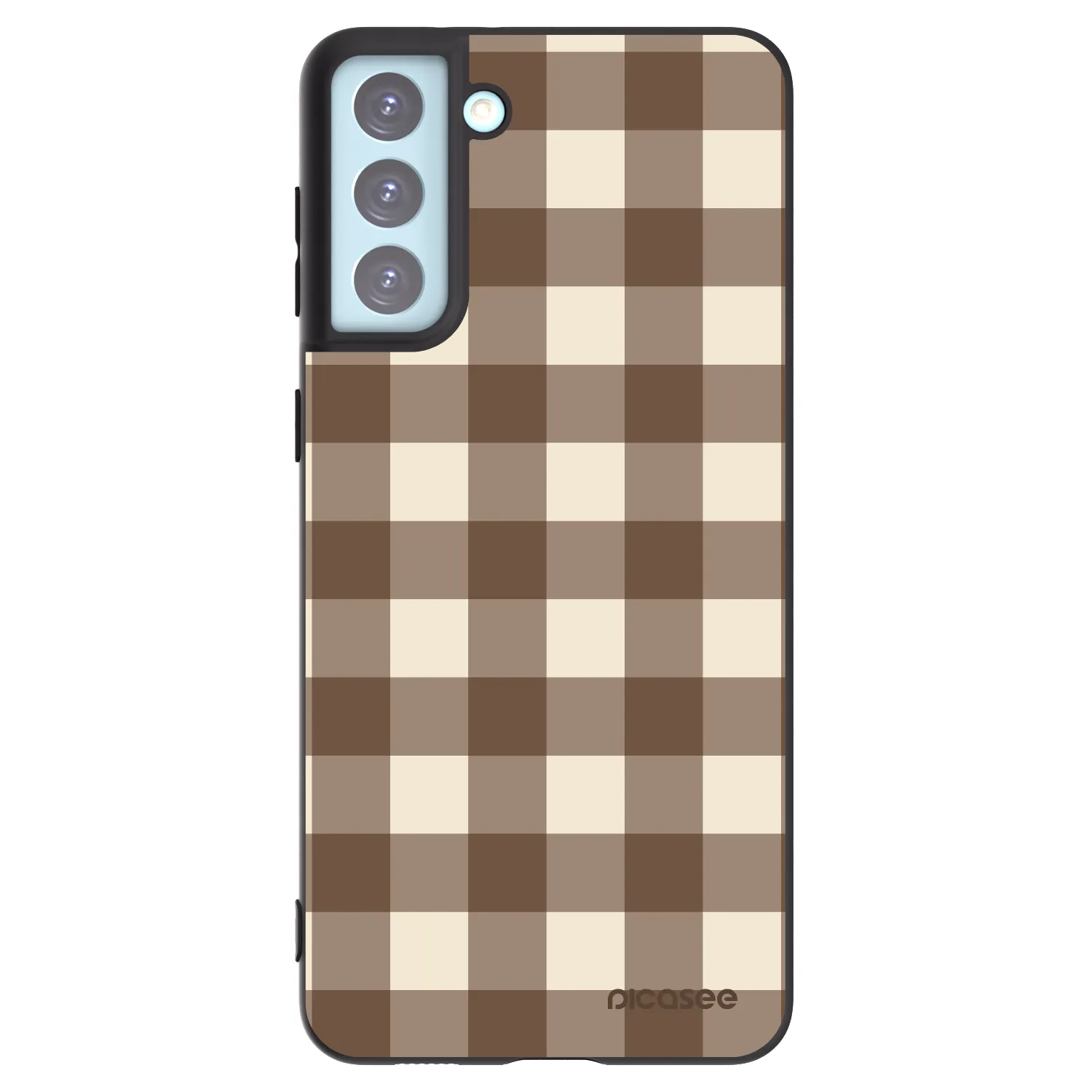 Picasee Samsung Galaxy S21+ 5G G996F Hülle - Schwarzes Silikon - Brown grid