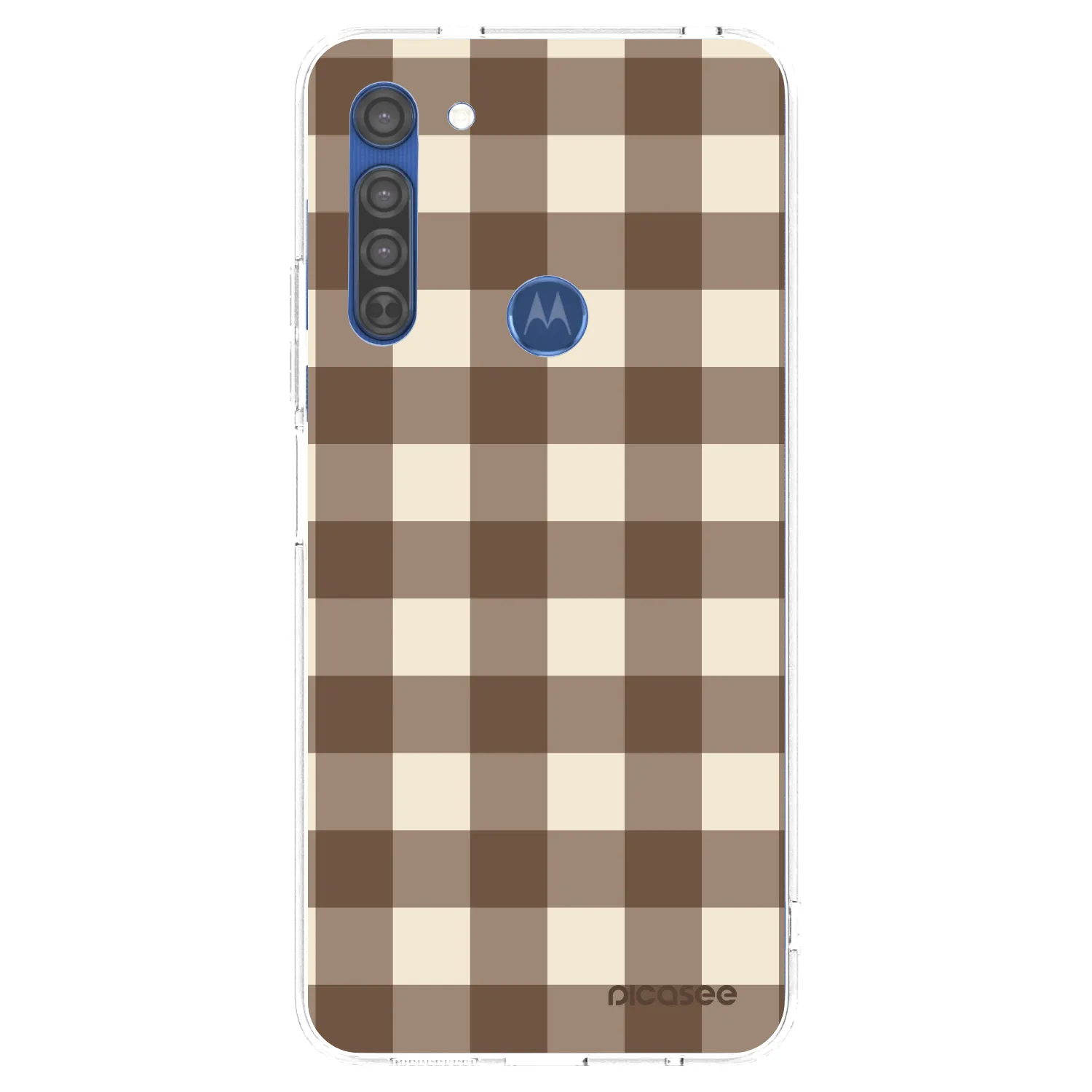 Picasee Motorola Moto G8 Hülle - Transparentes Silikon - Brown grid