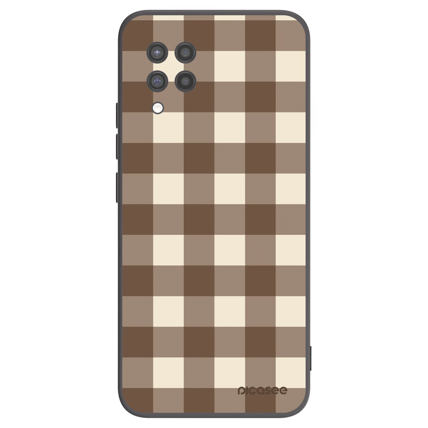 Picasee Samsung Galaxy A42 A426B Hülle - Schwarzes Silikon - Brown grid