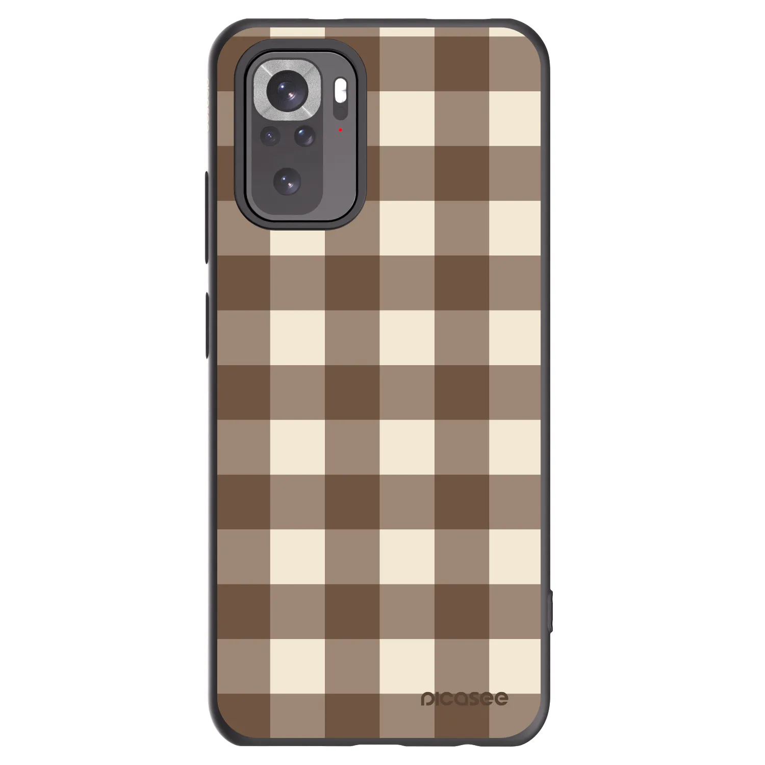 Picasee Xiaomi Redmi Note 10S Hülle - Schwarzes Silikon - Brown grid