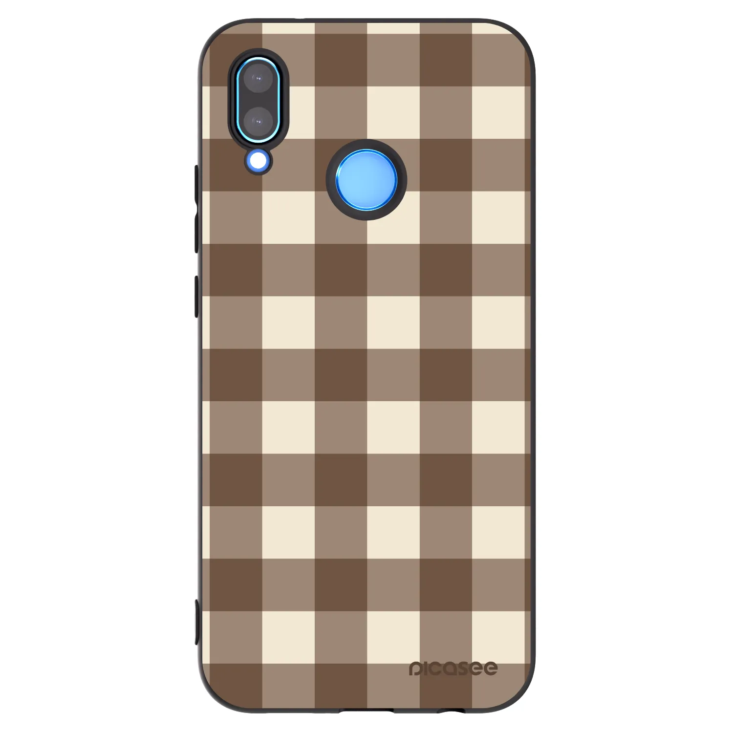 Picasee Huawei P20 Lite Hülle - Schwarzes Silikon - Brown grid
