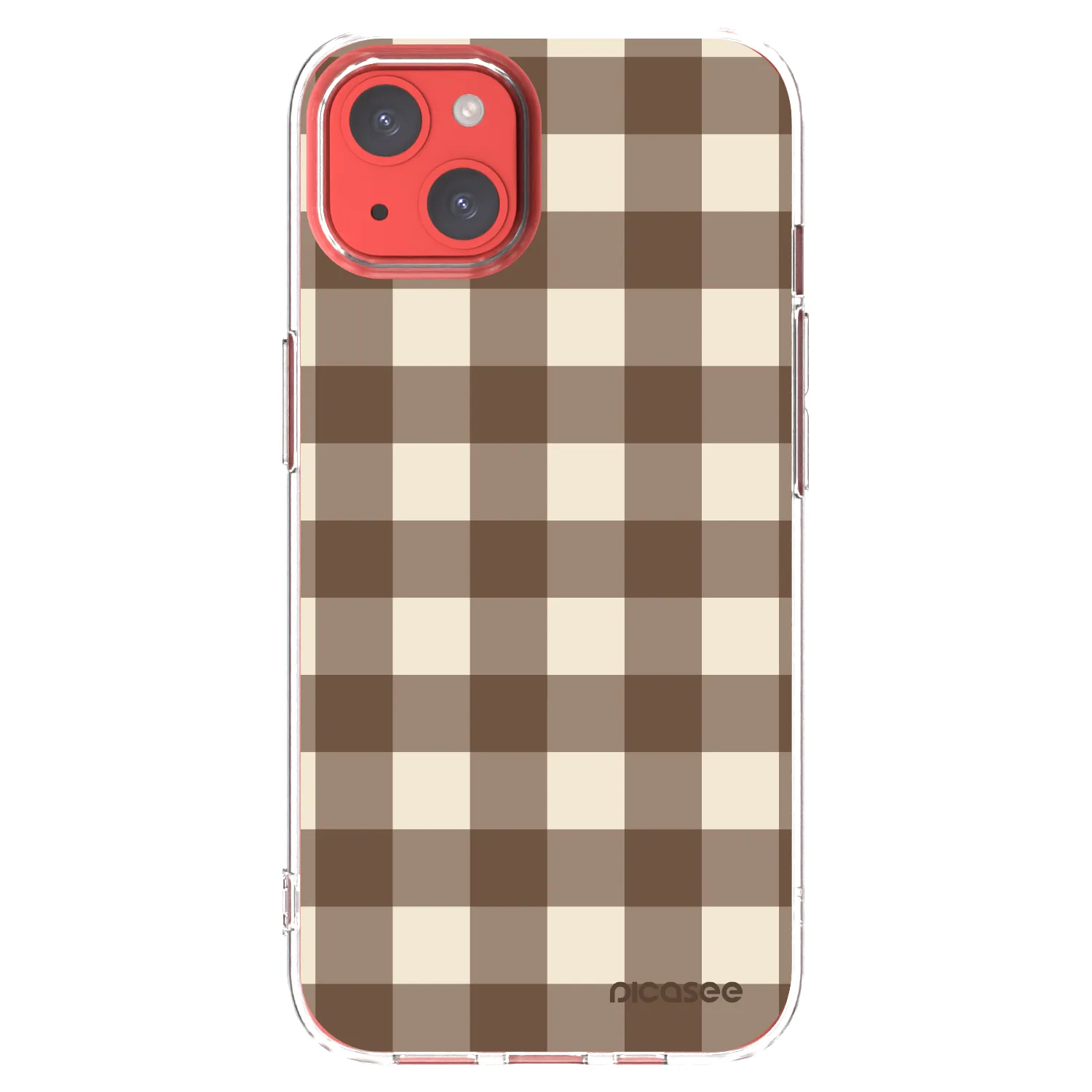 Picasee Apple iPhone 13 Hülle - Transparentes Silikon - Brown grid
