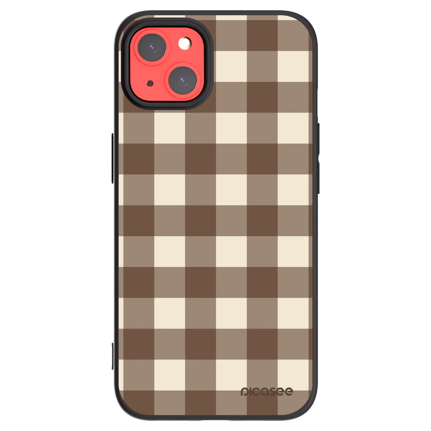 Picasee Apple iPhone 13 Hülle - Schwarzes Silikon - Brown grid