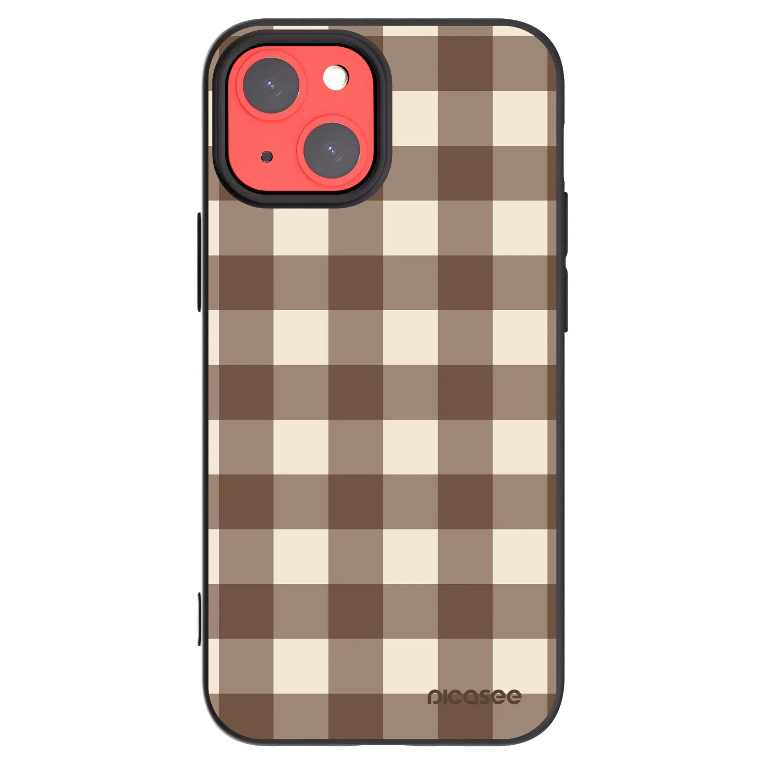 Picasee Apple iPhone 13 mini Hülle - Schwarzes Silikon - Brown grid