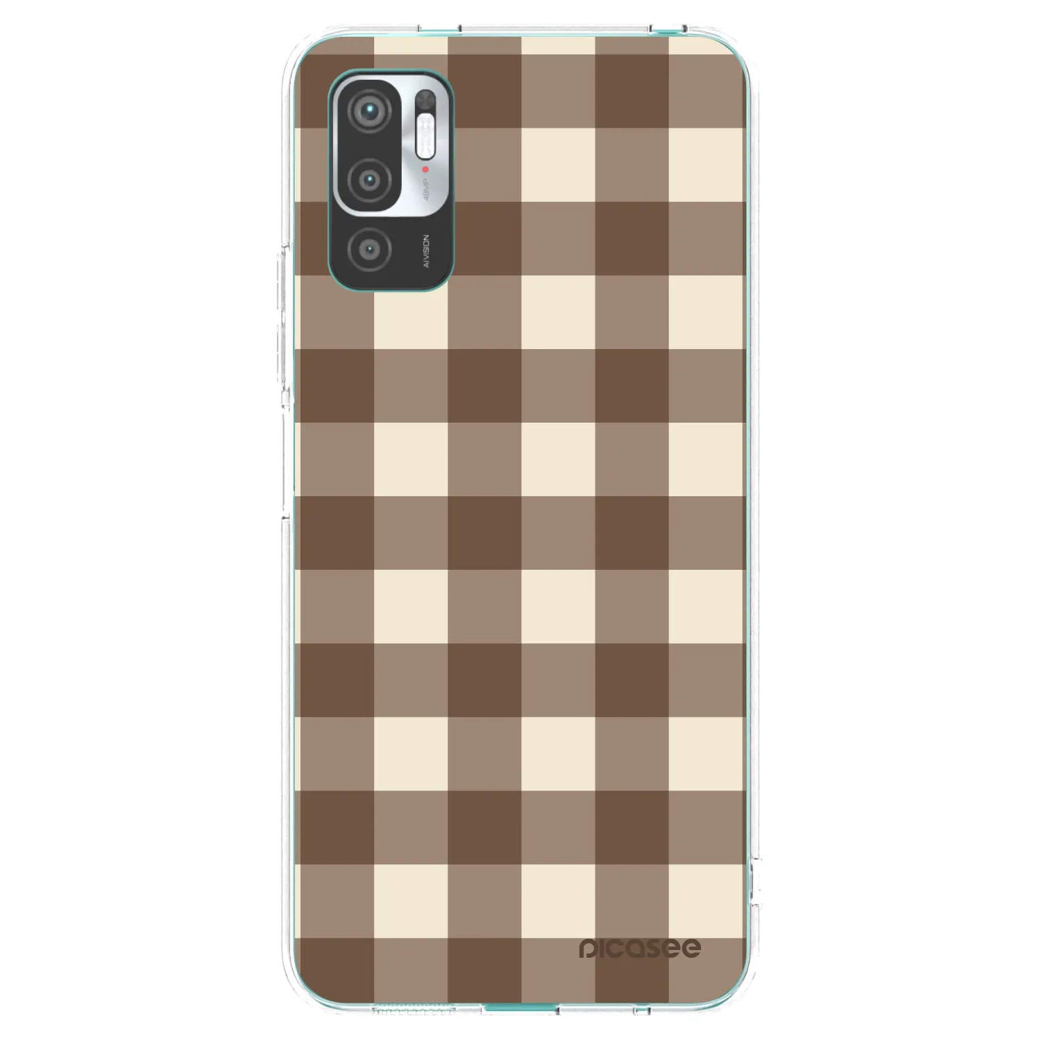 Picasee Xiaomi Redmi Note 10 5G Hülle - Transparentes Silikon - Brown grid