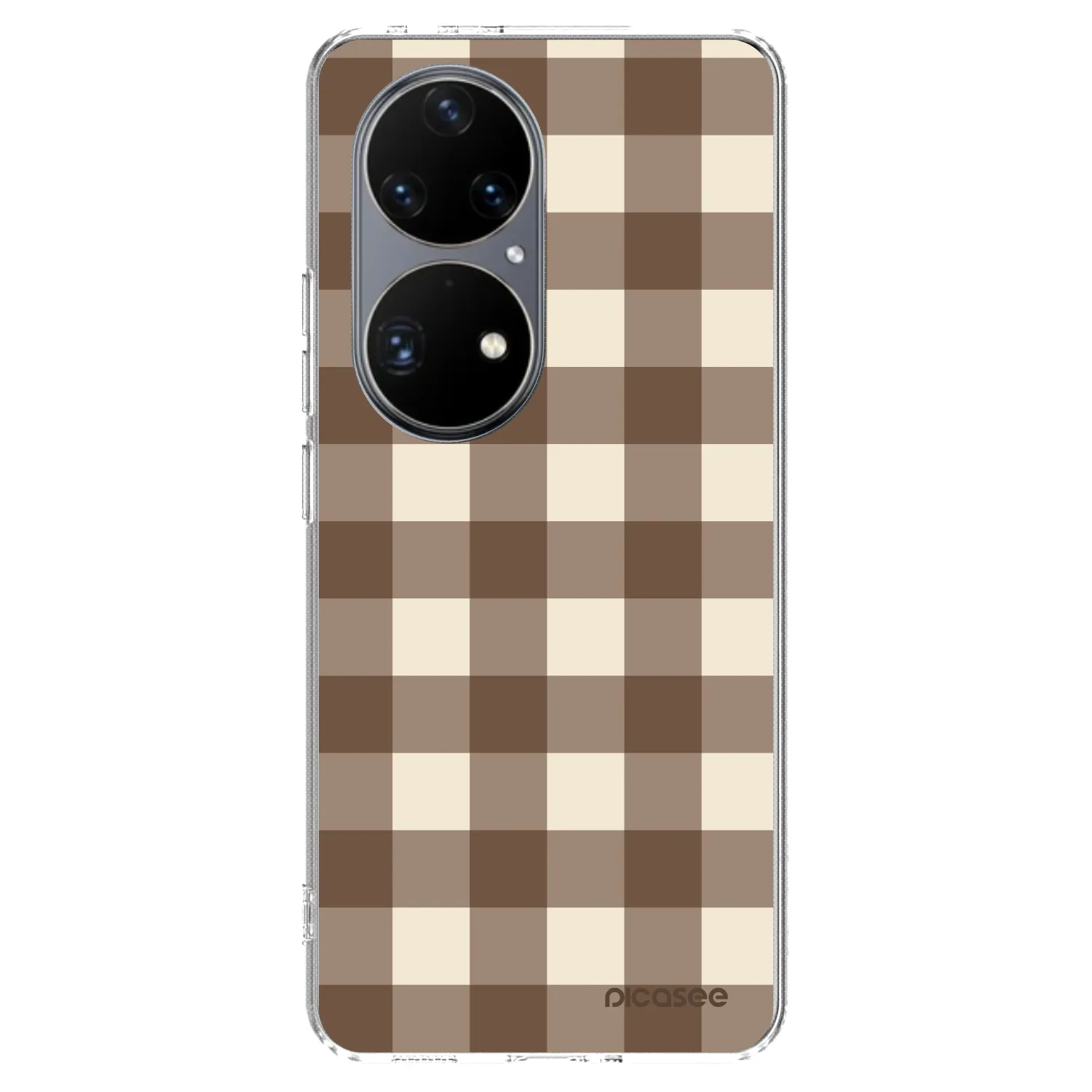 Picasee Huawei P50 Hülle - Transparentes Silikon - Brown grid