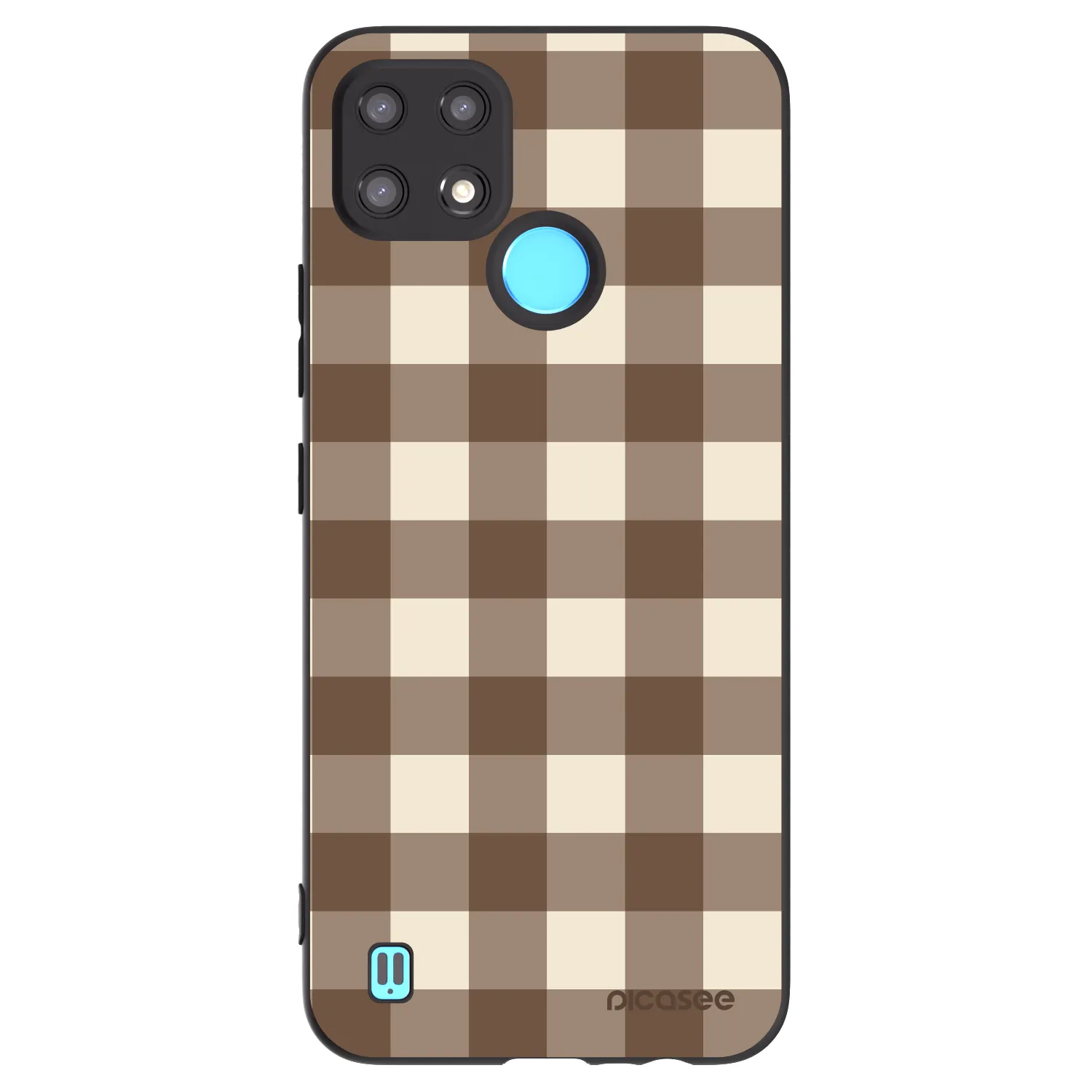 Picasee Realme C21 Hülle - Schwarzes Silikon - Brown grid