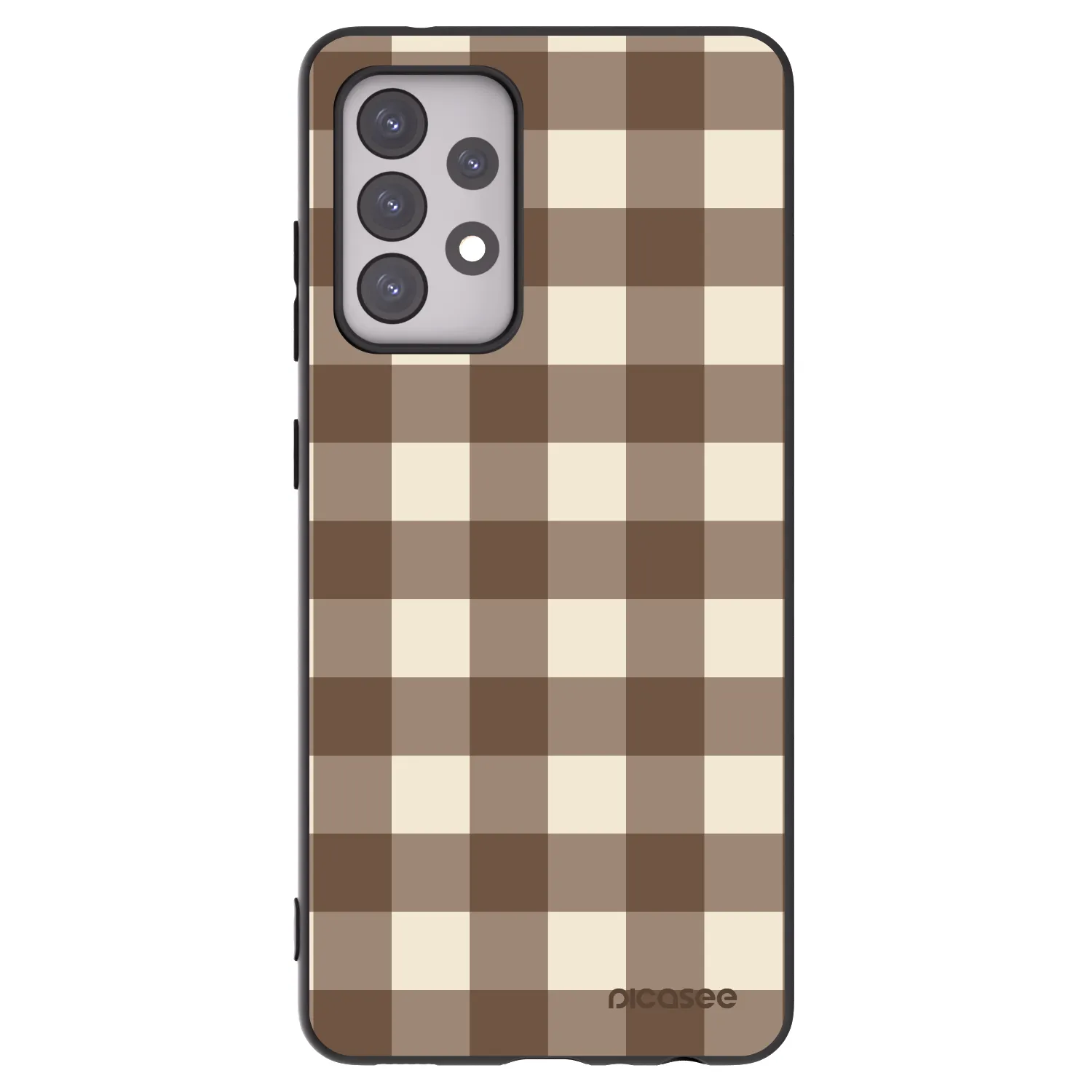 Picasee Samsung Galaxy A52s 5G A528B Hülle - Schwarzes Silikon - Brown grid