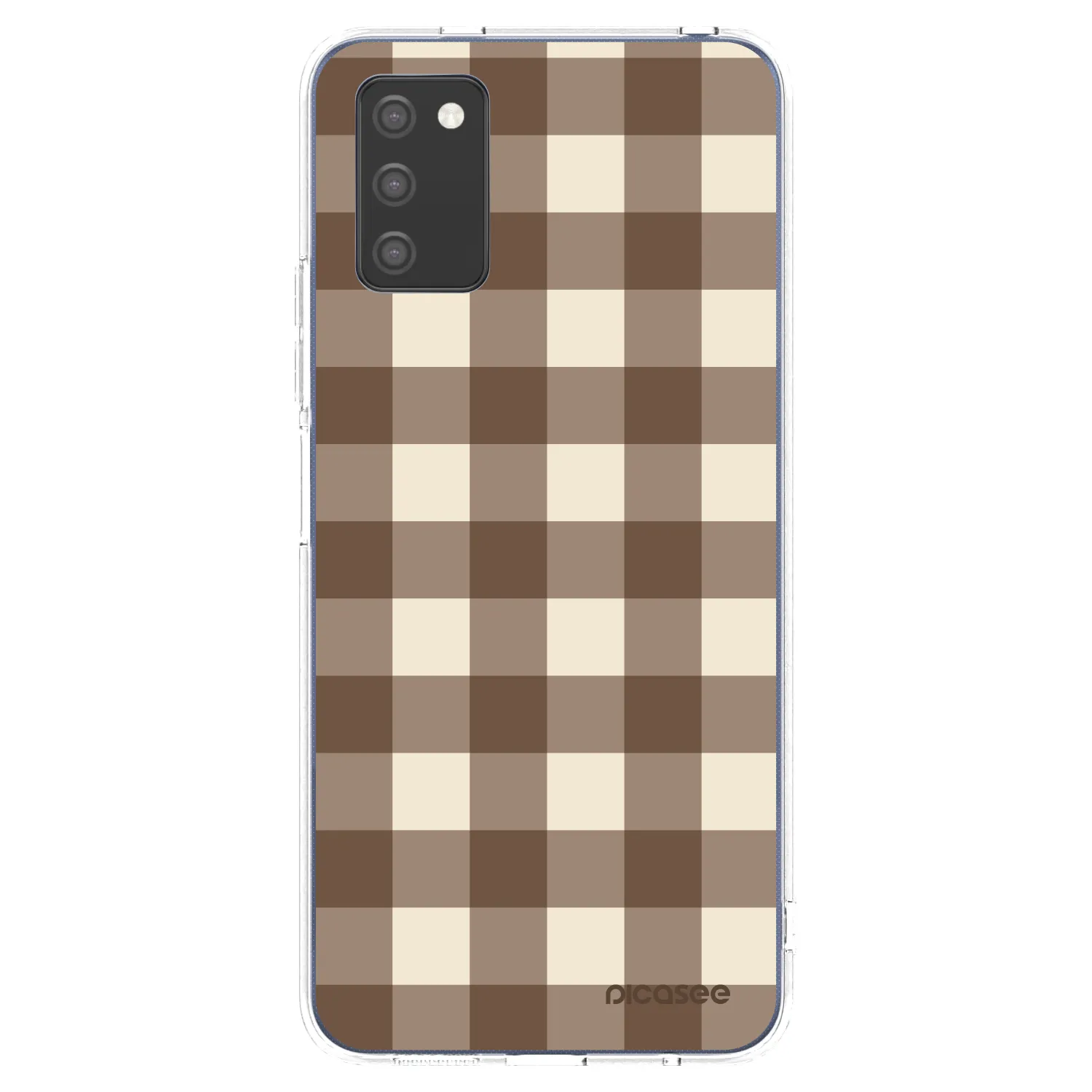 Picasee Samsung Galaxy A03s A037G Hülle - Transparentes Silikon - Brown grid