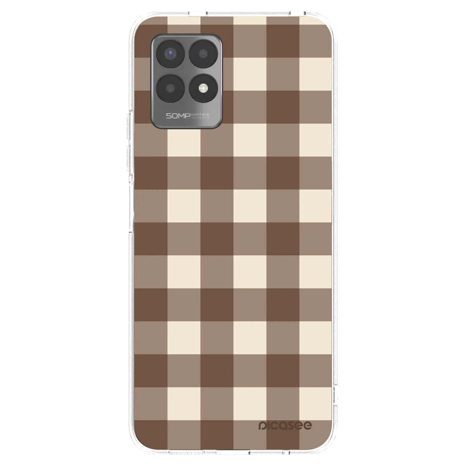 Picasee Realme 8i Hülle - Transparentes Silikon - Brown grid