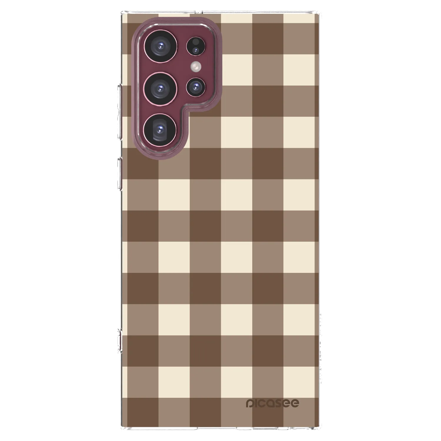 Picasee Samsung Galaxy S22 Ultra 5G Hülle - Transparentes Silikon - Brown grid