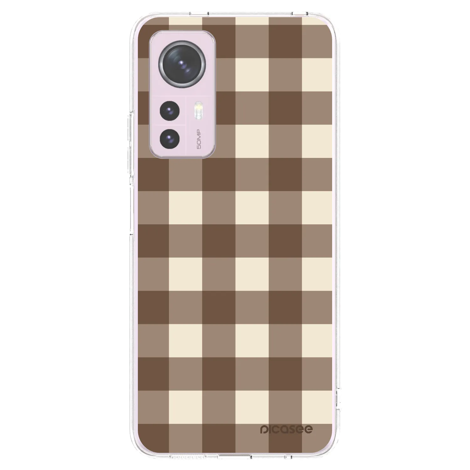 Picasee Xiaomi 12 Hülle - Transparentes Silikon - Brown grid