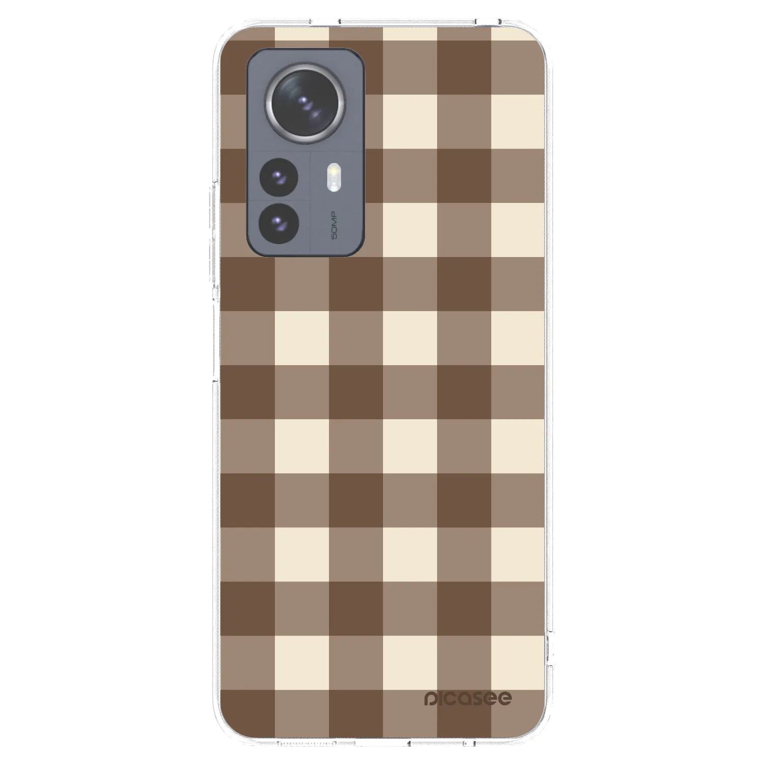 Picasee Xiaomi 12 Pro Hülle - Transparentes Silikon - Brown grid