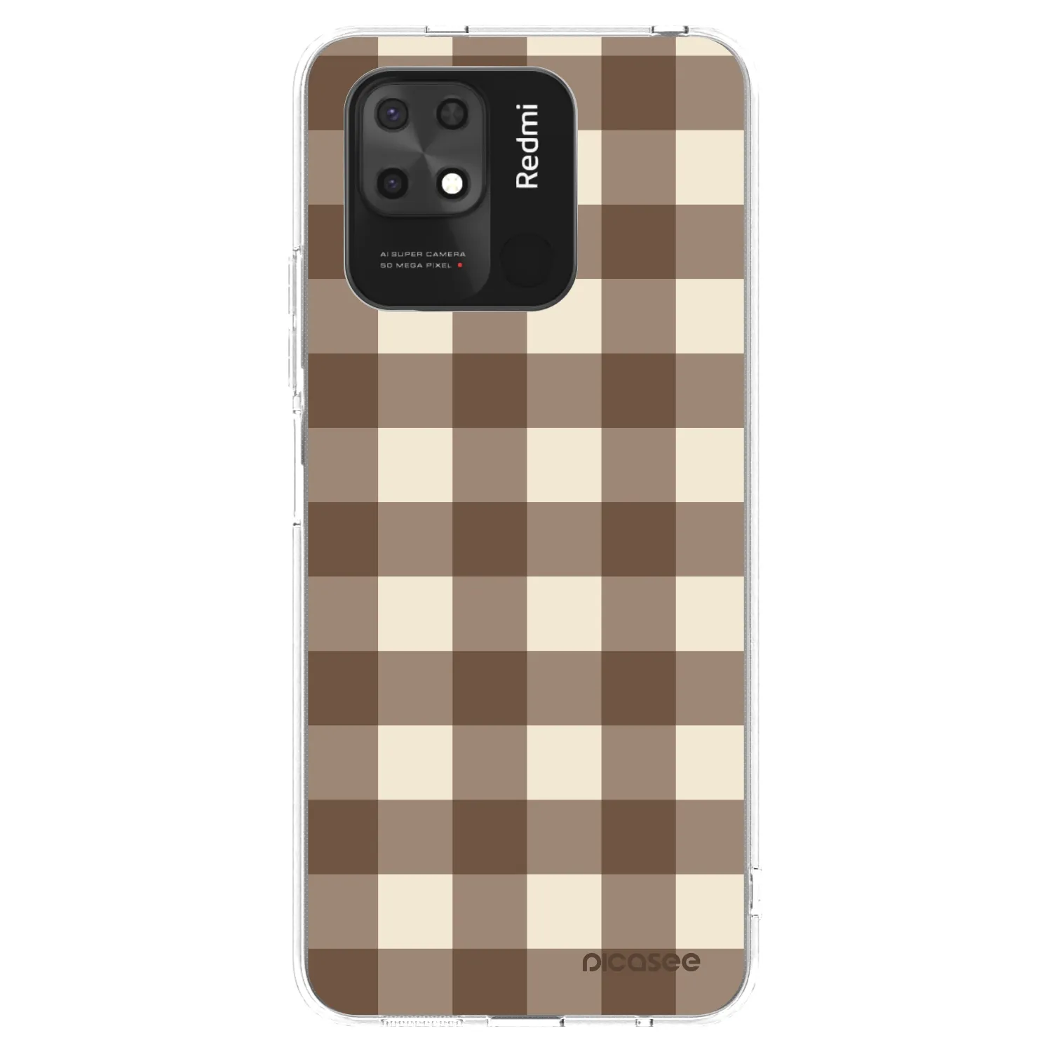 Picasee Xiaomi Redmi 10C Hülle - Transparentes Silikon - Brown grid