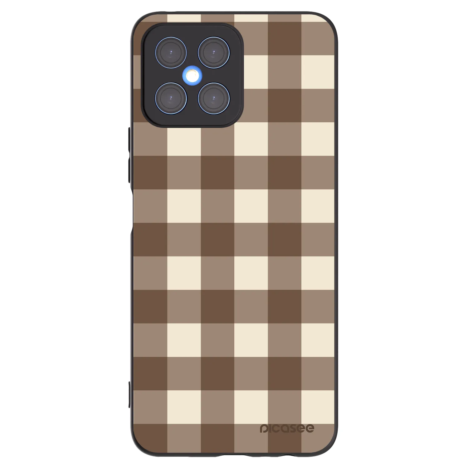Picasee Honor X8 4G Hülle - Schwarzes Silikon - Brown grid