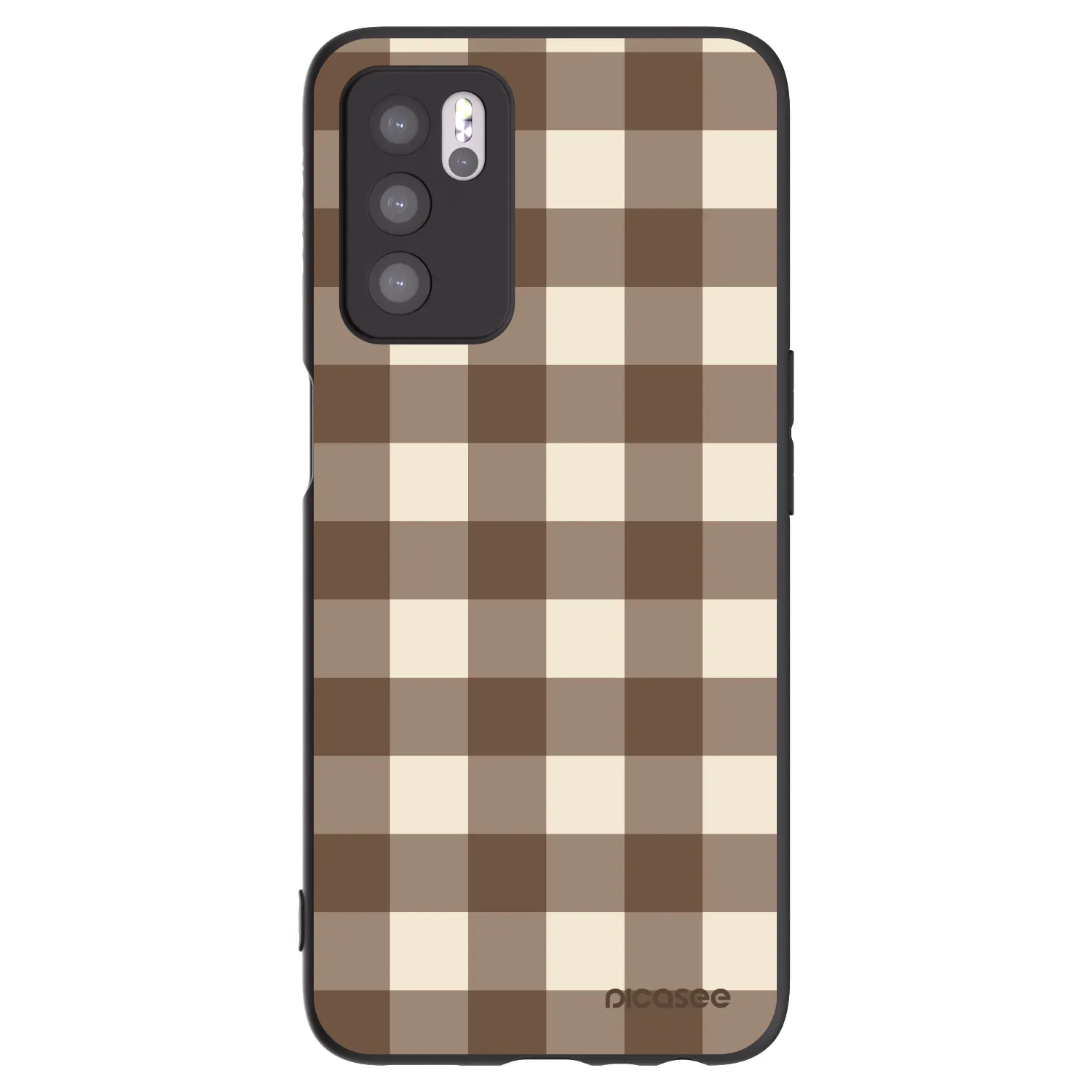 Picasee OPPO A16s Hülle - Schwarzes Silikon - Brown grid