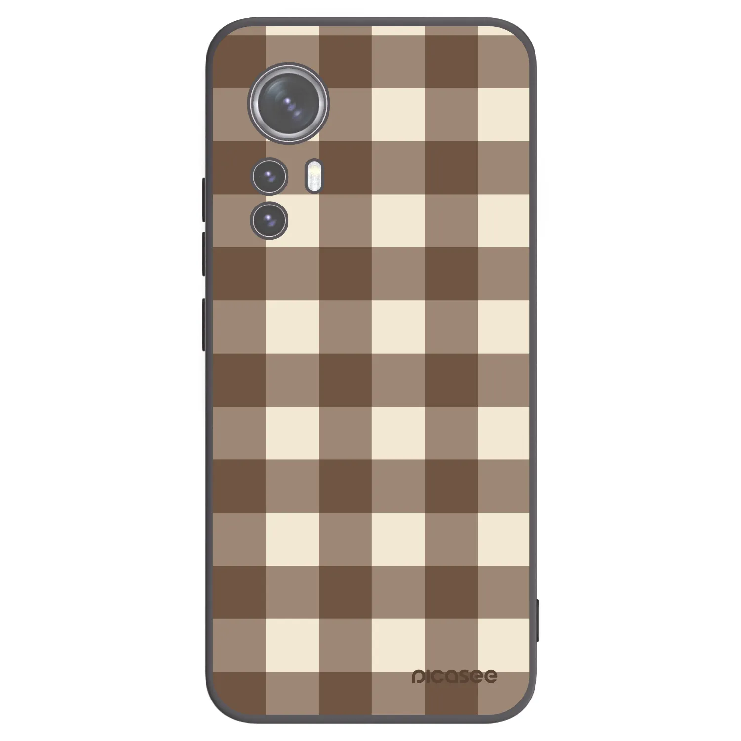Picasee Xiaomi 12X Hülle - Schwarzes Silikon - Brown grid
