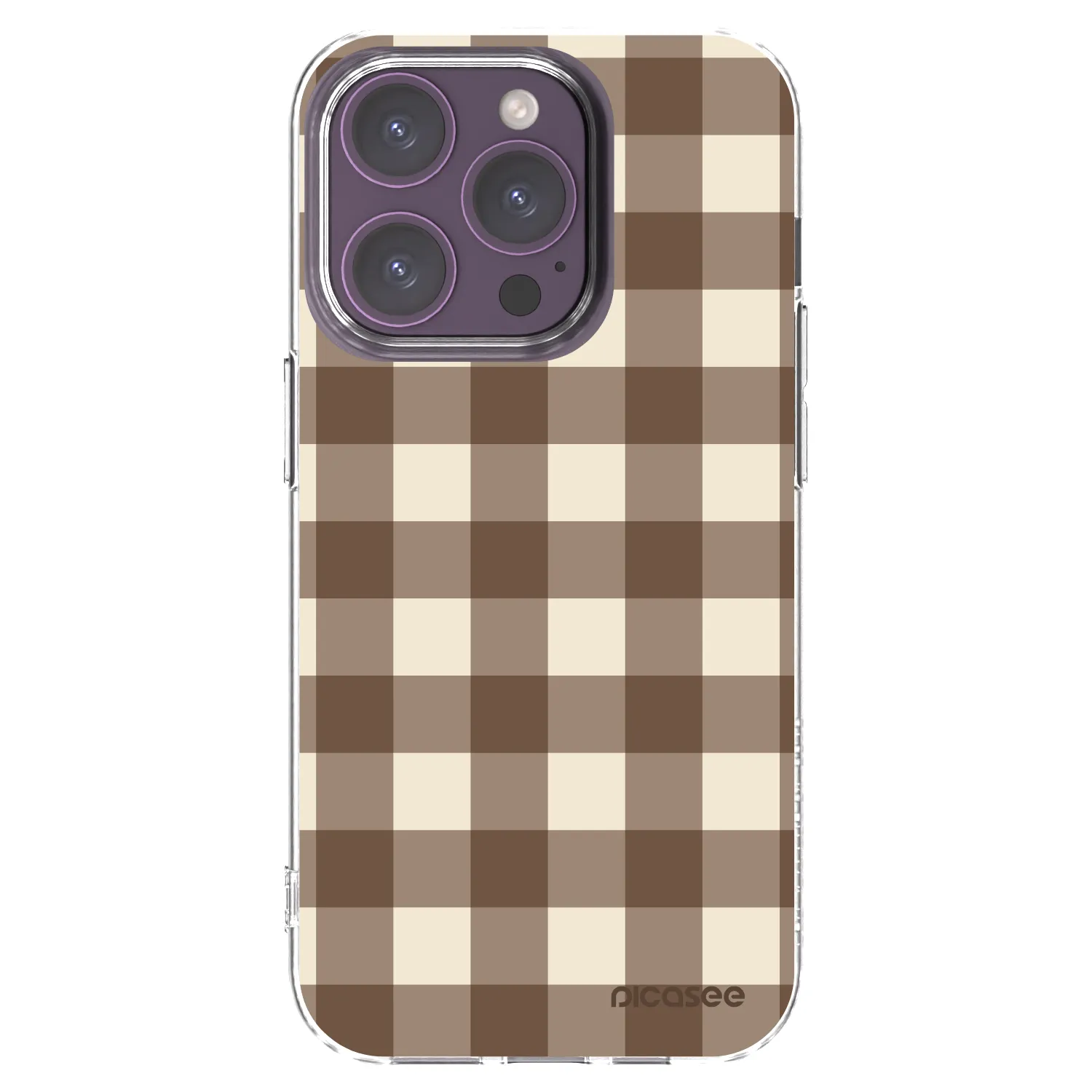 Picasee Apple iPhone 14 Pro Hülle - Transparentes Silikon - Brown grid