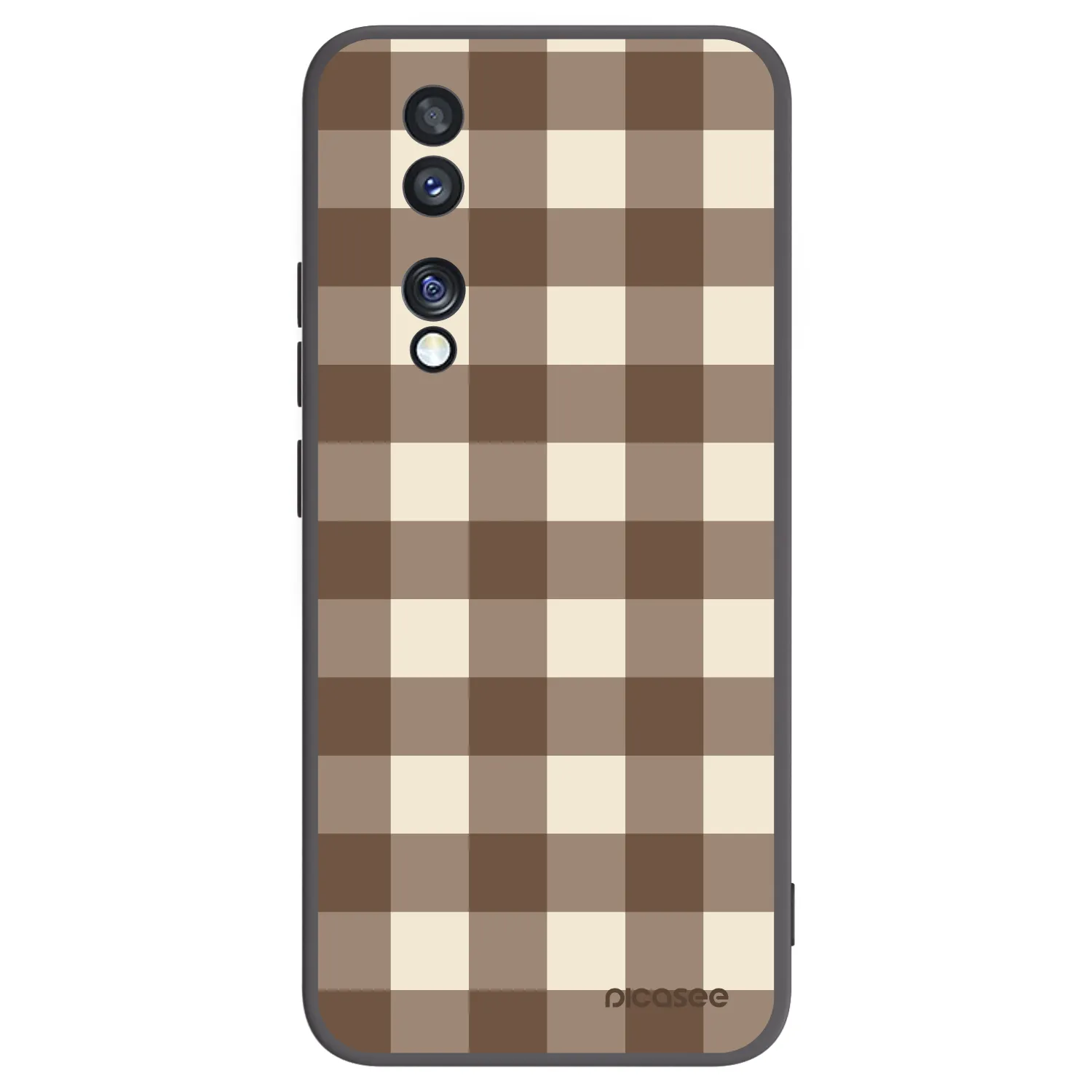 Picasee Honor 70 Hülle - Schwarzes Silikon - Brown grid