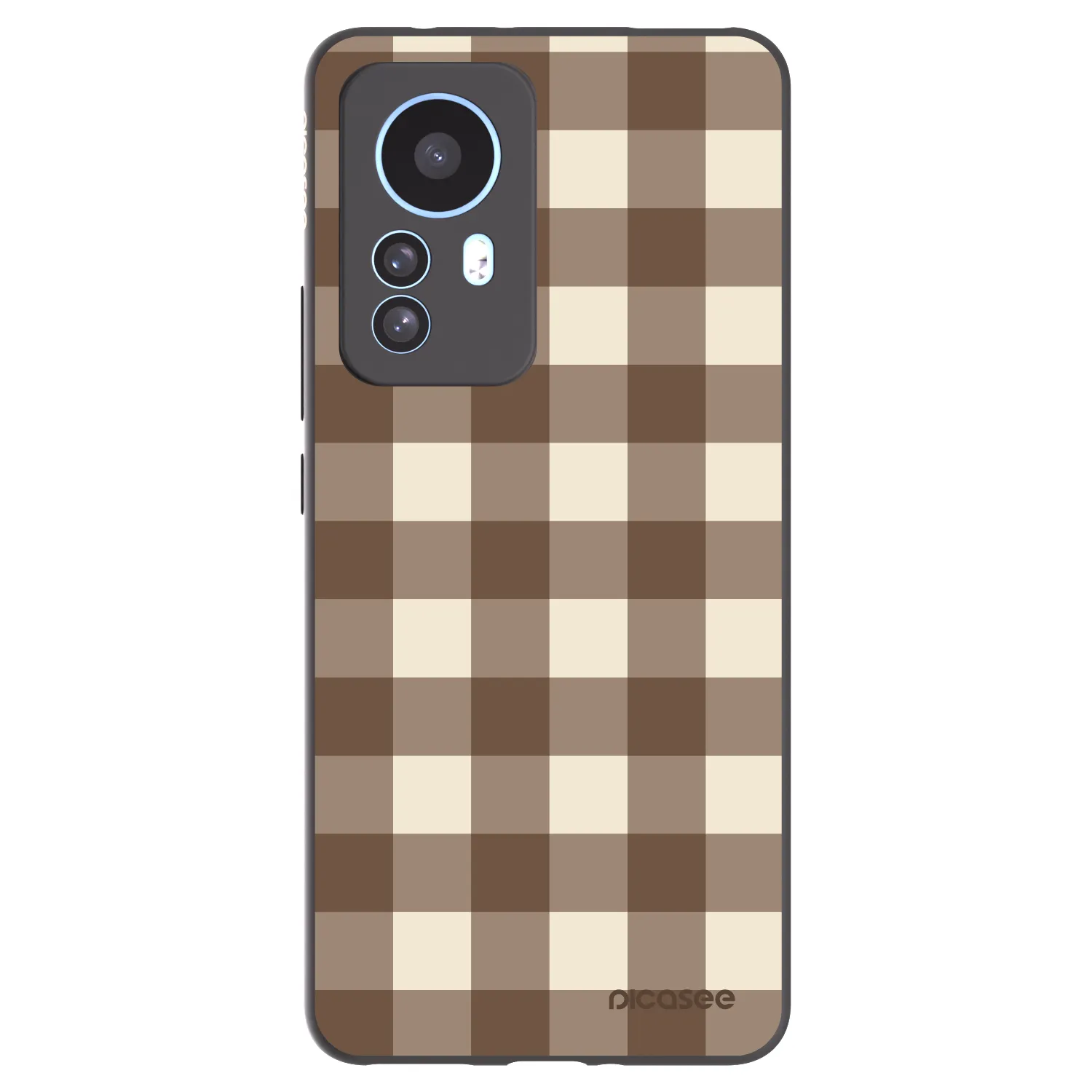 Picasee Xiaomi 12T Pro Hülle - Schwarzes Silikon - Brown grid